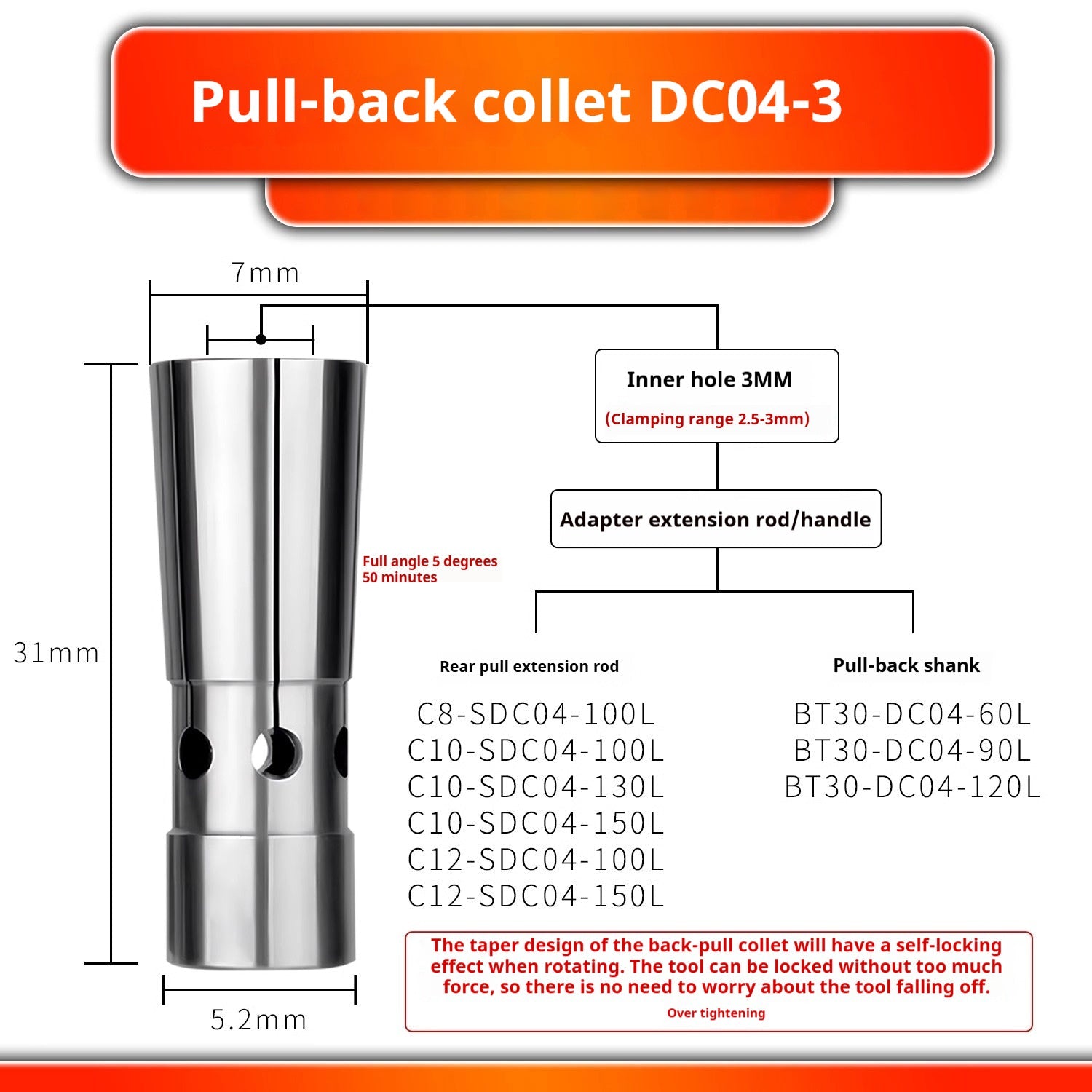 6026 Pull Back Collet DC4 DC6 DC8 DC12 Pull Back Collet Spring Collet Taiwan High Precision Latch Shandong Denso Pricision Tools Co.,Ltd.
